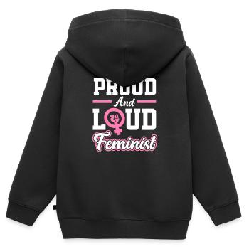 Feminismus Feministin - Kinder Premium Organic Zip Hoodie - Schwarz - Hinten - AI Model Kid Male (0cm)