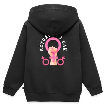 Feminismus Feministin - Kinder Premium Organic Zip Hoodie - Schwarz - Hinten - AI Model Kid Male (0cm)