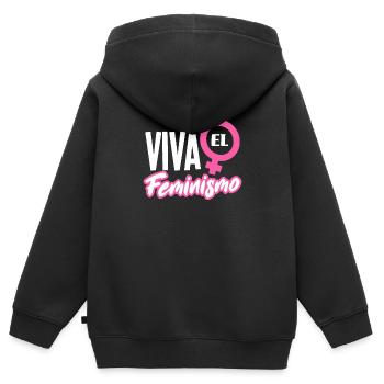Feminismus Feministin - Kinder Premium Organic Zip Hoodie - Schwarz - Hinten - AI Model Kid Male (0cm)