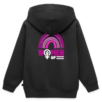 Feminismus Feministin - Kinder Premium Organic Zip Hoodie - Schwarz - Hinten - AI Model Kid Male (0cm)