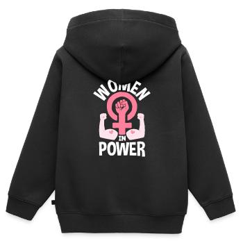 Feminismus Feministin - Kinder Premium Organic Zip Hoodie - Schwarz - Hinten - AI Model Kid Male (0cm)