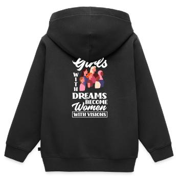 Féminisme Féministe - Sweat Premium à capuche zippé enfant bio - noir - Dos - AI Model Kid Male (0cm)