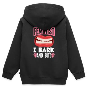Feminismus Feministin - Kinder Premium Organic Zip Hoodie - Schwarz - Hinten - AI Model Kid Male (0cm)