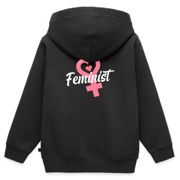 Feminismus Feministin - Kinder Premium Organic Zip Hoodie - Schwarz - Hinten - AI Model Kid Male (0cm)