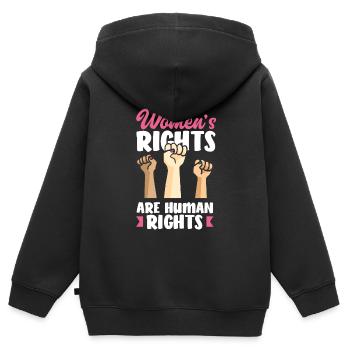 Féminisme Féministe - Sweat Premium à capuche zippé enfant bio - noir - Dos - AI Model Kid Male (0cm)