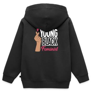 Feminismus Feministin - Kinder Premium Organic Zip Hoodie - Schwarz - Hinten - AI Model Kid Male (0cm)