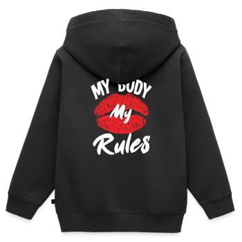 Feminismus Feministin - Kinder Premium Organic Zip Hoodie - Schwarz - Hinten - AI Model Kid Male (0cm)