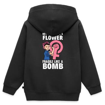 Féminisme Féministe - Sweat Premium à capuche zippé enfant bio - noir - Dos - AI Model Kid Male (0cm)