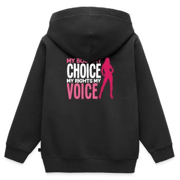 Feminismus Feministin - Kinder Premium Organic Zip Hoodie - Schwarz - Hinten - AI Model Kid Male (0cm)