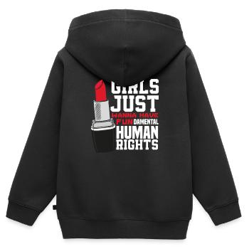 Feminismus Feministin - Kinder Premium Organic Zip Hoodie - Schwarz - Hinten - AI Model Kid Male (0cm)