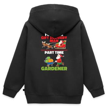 Hobbygärtner Garten Weihnachtsmann - Kinder Premium Organic Zip Hoodie - Schwarz - Hinten - AI Model Kid Male (0cm)