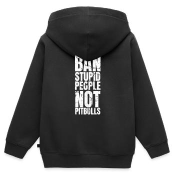 Pitbull Pitbull Interdiction - Sweat Premium à capuche zippé enfant bio - noir - Dos - AI Model Kid Male (0cm)