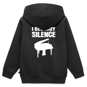 I Destroy Silence Pianist - Kinder Premium Organic Zip Hoodie - Schwarz - Hinten - AI Model Kid Male (0cm)