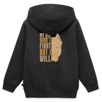Pitbull Pitbull Interdiction - Sweat Premium à capuche zippé enfant bio - noir - Dos - AI Model Kid Male (0cm)