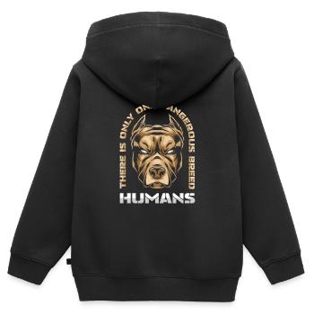 Pitbull Pitbull Verbot - Kinder Premium Organic Zip Hoodie - Schwarz - Hinten - AI Model Kid Male (0cm)