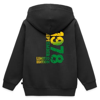 1978 September Limited Edition 45. Geburtstag Deko - Kinder Premium Organic Zip Hoodie - Schwarz - Hinten - AI Model Kid Male (0cm)