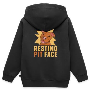 Pitbull Pitbull Interdiction Pitbull Repos Pit Face - Sweat Premium à capuche zippé enfant bio - noir - Dos - AI Model Kid Male (0cm)