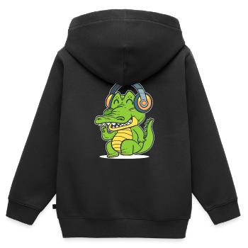 DJ Crocodile Discjockey - Kinder Premium Organic Zip Hoodie - Schwarz - Hinten - AI Model Kid Male (0cm)