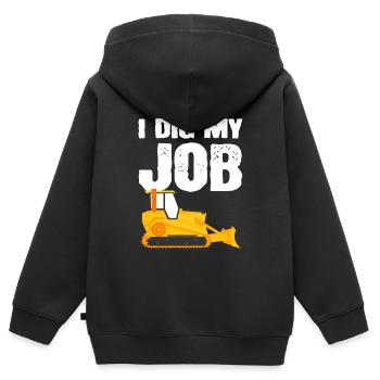 Lustiger Anbieter schwerer Geräte Bauarbeiter - Kinder Premium Organic Zip Hoodie - Schwarz - Hinten - AI Model Kid Male (0cm)