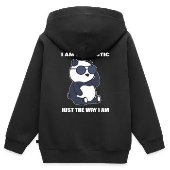 Panda -Wortspiele Panda -Hausmeister - Kinder Premium Organic Zip Hoodie - Schwarz - Hinten - AI Model Kid Male (0cm)