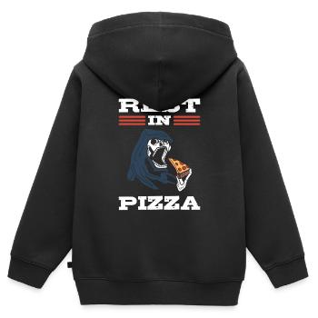 Rest In Pizza Pizzamacher - Kinder Premium Organic Zip Hoodie - Schwarz - Hinten - AI Model Kid Male (0cm)