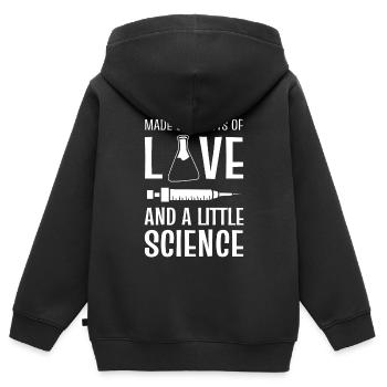 Made With Lots Of Love And A Little Science - Kinder Premium Organic Zip Hoodie - Schwarz - Hinten - AI Model Kid Male (0cm)