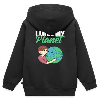 Earth Day Öko-Aktivist - Kinder Premium Organic Zip Hoodie - Schwarz - Hinten - AI Model Kid Male (0cm)