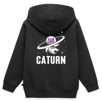 Caturn Katzenliebhaber - Kinder Premium Organic Zip Hoodie - Schwarz - Hinten - AI Model Kid Male (0cm)