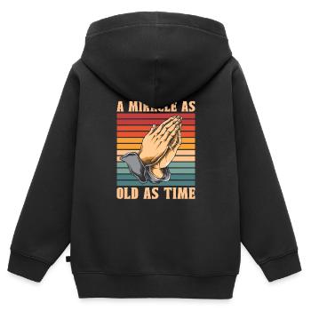 Christ Christianisme Prière - Sweat Premium à capuche zippé enfant bio - noir - Dos - AI Model Kid Male (0cm)