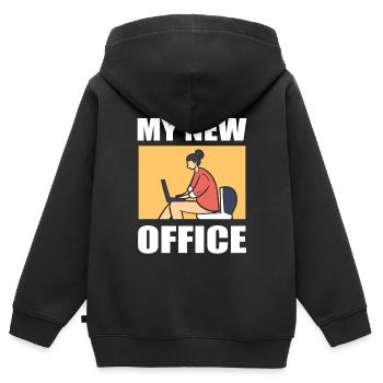 Lustiges Home Office Büroangestellter - Kinder Premium Organic Zip Hoodie - Schwarz - Hinten - AI Model Kid Male (0cm)