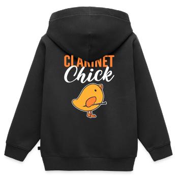 Lustiges Tier mit Klarinette Musiker - Kinder Premium Organic Zip Hoodie - Schwarz - Hinten - AI Model Kid Male (0cm)