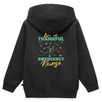Stéthoscope infirmier - Sweat Premium à capuche zippé enfant bio - noir - Dos - AI Model Kid Male (0cm)