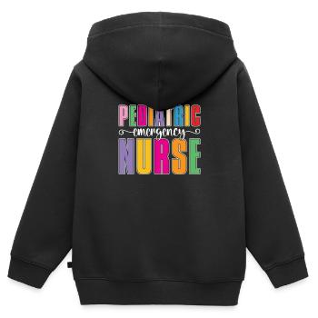 Infirmière infirmière Infirmière d’urgence - Sweat Premium à capuche zippé enfant bio - noir - Dos - AI Model Kid Male (0cm)