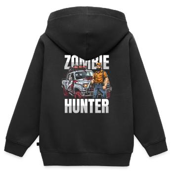 Zombie Halloween Hunter - Sweat Premium à capuche zippé enfant bio - noir - Dos - AI Model Kid Male (0cm)