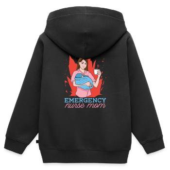 Krankenschwester Mutter Notfall Krankenschwester - Kinder Premium Organic Zip Hoodie - Schwarz - Hinten - AI Model Kid Male (0cm)