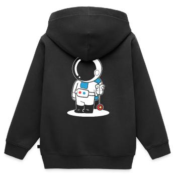 Astronaut spielt Yoyo Astronaut - Kinder Premium Organic Zip Hoodie - Schwarz - Hinten - AI Model Kid Male (0cm)