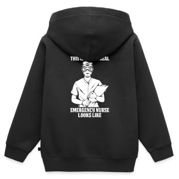 Krankenschwester Lustig Notfall Krankenschwester - Kinder Premium Organic Zip Hoodie - Schwarz - Hinten - AI Model Kid Male (0cm)
