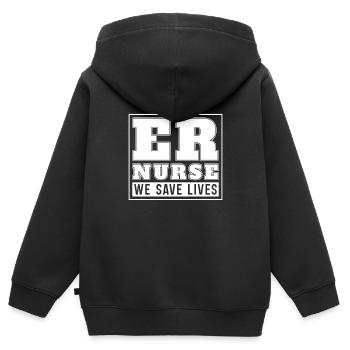 Krankenschwester Äh Notfall Krankenschwester - Kinder Premium Organic Zip Hoodie - Schwarz - Hinten - AI Model Kid Male (0cm)