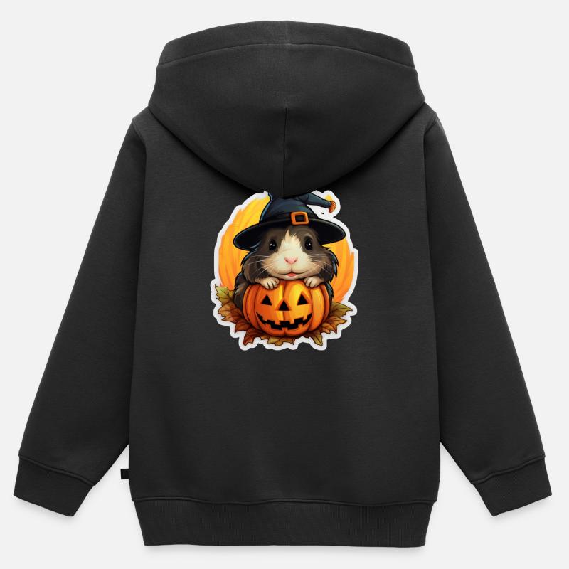 Cochon d’Inde Halloween - Sweat Premium à capuche zippé enfant bio - noir
