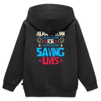 Krankenschwester Witzig Notfall Krankenschwester - Kinder Premium Organic Zip Hoodie - Schwarz - Hinten - AI Model Kid Male (0cm)