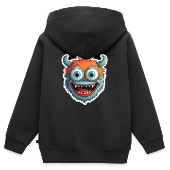 Monstres d’Halloween - Sweat Premium à capuche zippé enfant bio - noir - Dos - AI Model Kid Male (0cm)
