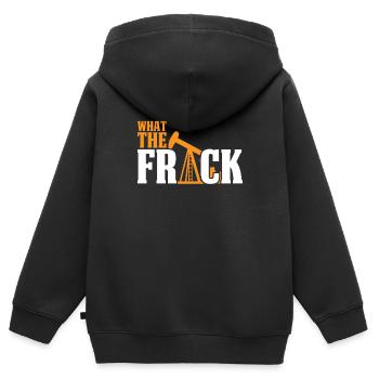 Ölfeld Bohrinsel Witzig Fracking What The Frack - Kinder Premium Organic Zip Hoodie - Schwarz - Hinten - AI Model Kid Male (0cm)