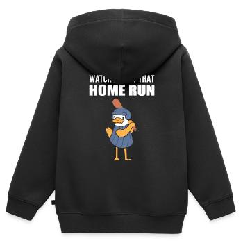Ente spielt Baseball - Kinder Premium Organic Zip Hoodie - Schwarz - Hinten - AI Model Kid Male (0cm)