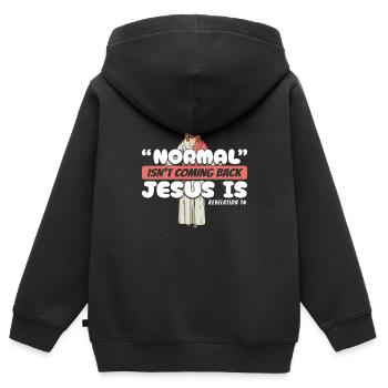 Christ Christentum - Kinder Premium Organic Zip Hoodie - Schwarz - Hinten - AI Model Kid Male (0cm)