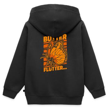 Papillons de jardin de papillons - Sweat Premium à capuche zippé enfant bio - noir - Dos - AI Model Kid Male (0cm)