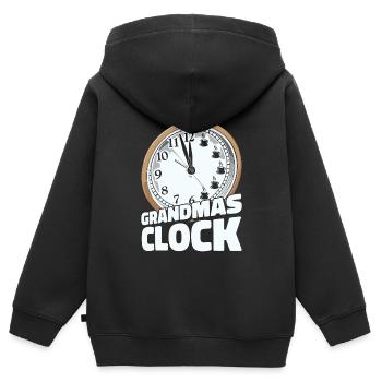 Café, Café, Grand-Mère, Café Vin - Sweat Premium à capuche zippé enfant bio - noir - Dos - AI Model Kid Male (0cm)