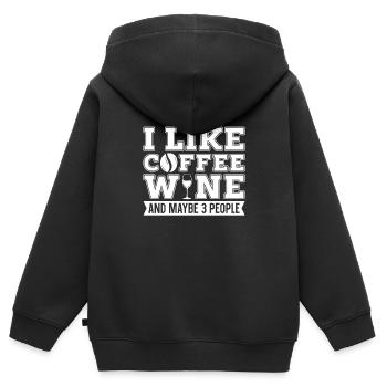 Café Café Café Vin - Sweat Premium à capuche zippé enfant bio - noir - Dos - AI Model Kid Male (0cm)