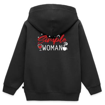 Café Café Simple Café Vin - Sweat Premium à capuche zippé enfant bio - noir - Dos - AI Model Kid Male (0cm)