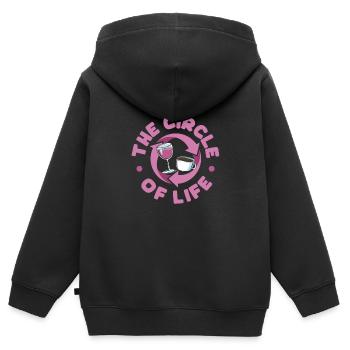 Café Café Café Vin Le Cercle De La Vie - Sweat Premium à capuche zippé enfant bio - noir - Dos - AI Model Kid Male (0cm)