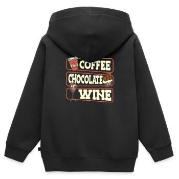 Café Café Café Froid Vin - Sweat Premium à capuche zippé enfant bio - noir - Dos - AI Model Kid Male (0cm)